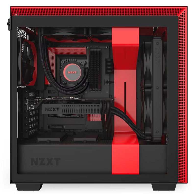 NZXT Mid-Tower Case With Tempered Glass-Matte Black/Red Karaz Store