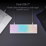 ASUS M602 Falchion Ace White 65% Compact Wired Gaming Mechanical Keyboard RED Switch (Arb/Eng) - الصورة 3