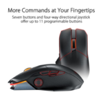 ASUS P708 ROG CHAKRAM X O, ROG Chakram X wireless RGB gaming mouse with next-gen 36,000 dpi ROG AimPoint optical sensor, 8000 Hz polling rate, low-latency tri-mode connectivity (RF 2.4 GHz/Bluetooth / wired), 11 programmable buttons, an analog joystick, and hot-swappable micro switch sockets (mechanical/optical )- Black - Image 9