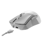 ⁦ASUS ROG Gladius III Wireless AimPoint is a lightweight 79-gram wireless RGB gaming mouse that features a 36,000-dpi ROG AimPoint optical sensor, tri-mode connectivity, ROG SpeedNova wireless technology, swappable mouse switches, ROG Micro Switches, pivoted button mechanism for 0 ms click latency, ergonomic design, ROG Paracord, 100% PTFE mouse feet, six programmable buttons, and mouse grip tape- White⁩ - الصورة ⁦4⁩