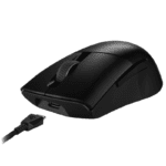 ASUS ROG Keris Wireless AimPoint lightweight 75-gram wireless RGB gaming mouse features a 36,000 dpi ROG AimPoint optical sensor, tri-mode connectivity, ROG SpeedNova wireless technology, swappable mouse switches, ROG Micro Switches, PBT buttons, ROG Paracord, 100% PTFE mouse feet, five programmable buttons, ROG mouse grip tape- Black - Image 4