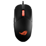 ASUS ROG Strix Impact III is a lightweight, ambidextrous form factor, 59-gram wired RGB gaming mouse, suitable for FPS gameplay, featuring a 12,000-dpi optical sensor, near-zero click latency, swappable mouse switch sockets, ROG Micro Mouse Switches, ROG Paracord, 100% PTFE mouse feet, and a durable design- Black