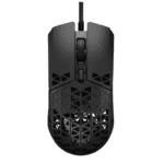 ASUS P307 TUF GAMING M4 Air is a lightweight wired gaming mouse with a 16,000 dpi sensor, six programmable buttons, an ultralight Air Shell, IPX6 water resistance, ASUS Antibacterial Guard, TUF Gaming Paracord, and pure PTFE feet- Black