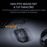 ASUS P307 TUF GAMING M4 Air is a lightweight wired gaming mouse with a 16,000 dpi sensor, six programmable buttons, an ultralight Air Shell, IPX6 water resistance, ASUS Antibacterial Guard, TUF Gaming Paracord, and pure PTFE feet- Black - Image 8